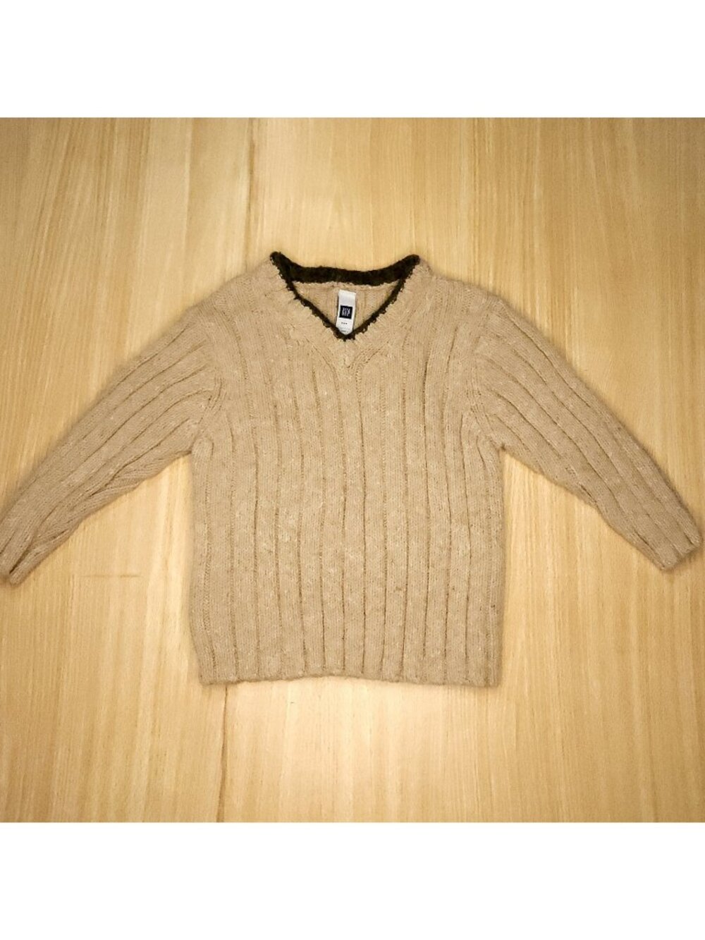 Baby Gap Toddler Boys Cream Brown Wool Blend Sweater 2